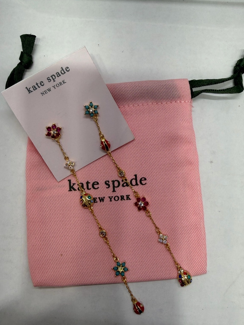 Kate Spade New York Nature Walk Ladybug Linear Earrings NWT